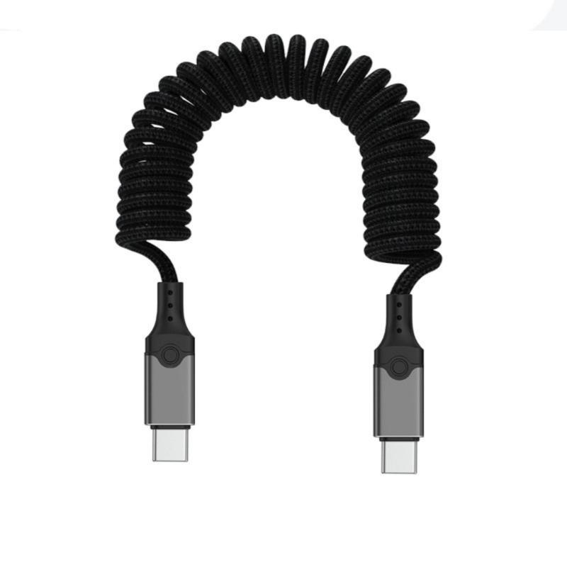 Fast Speed USB5 Type C Spring Cable 240W Power 80Gbps Transfer 16K Video Output for All Type C Devices