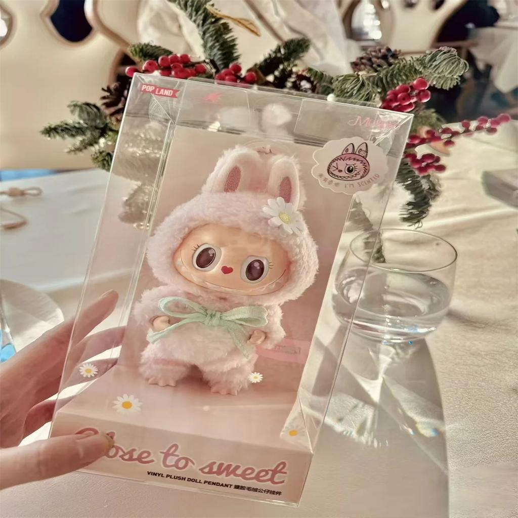 Boneca de Vinil Labubu Mokoko Rosa 1ª Flor da Primavera Doce Coração Kawaii Decoração de Mochila Boneca Edição Limitada Parque de Diversões
