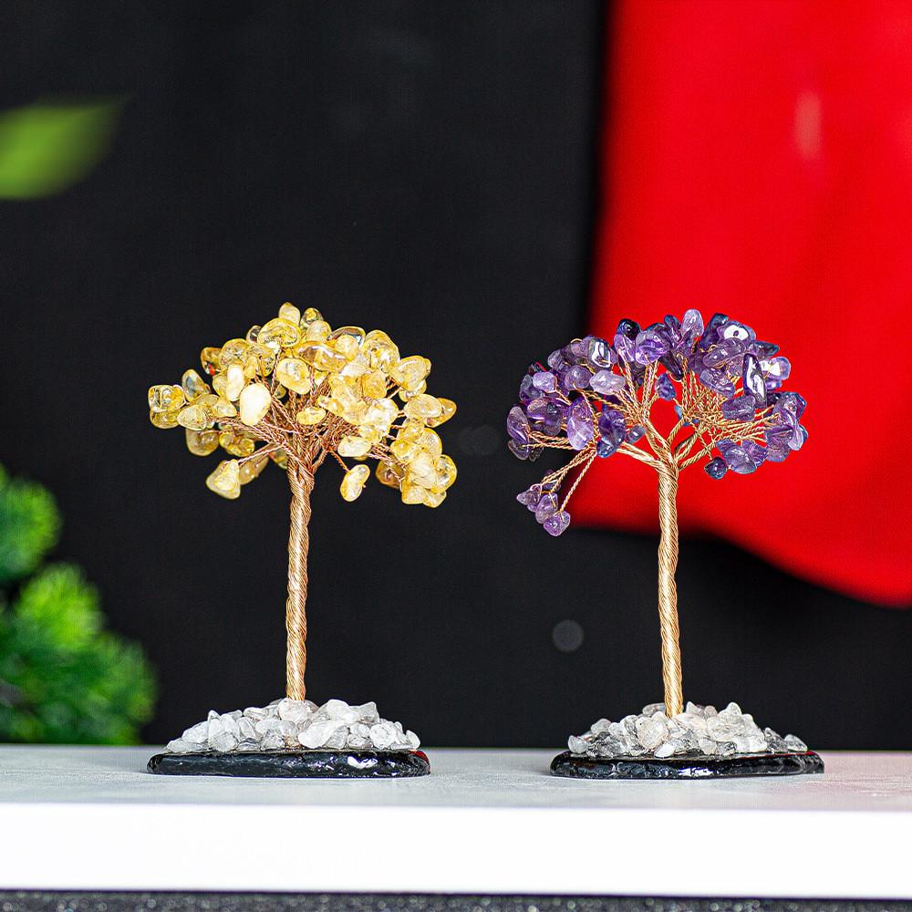 Albero dei Soldi in Cristallo di Quarzo Naturale Con Luce LED Per Scrivania d'Ufficio Decorazione Regalo Per Amici