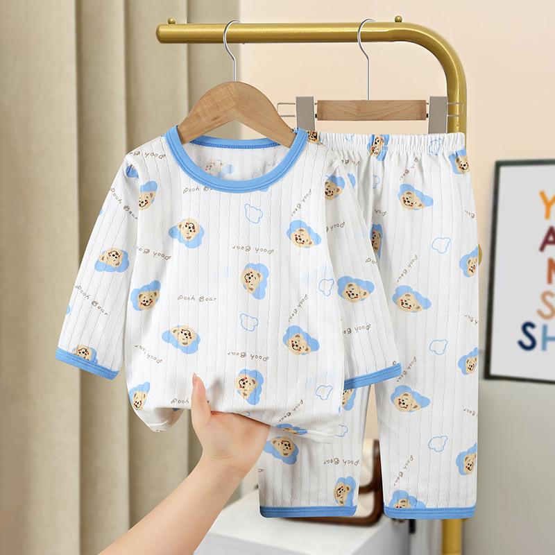 Cotton Kids Clothes Three Quart Sleeve Home Sleepwear Children's Clothing Boy Girl Autumn Winter Tops Pants Suits Children Sets