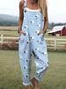 Bretelle da donna Jumpsuit estiva da donna con stampa retrò europea e americana