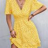 V-neck Dress Women's A-line Short Sleeved Spring Summer S-XXXL