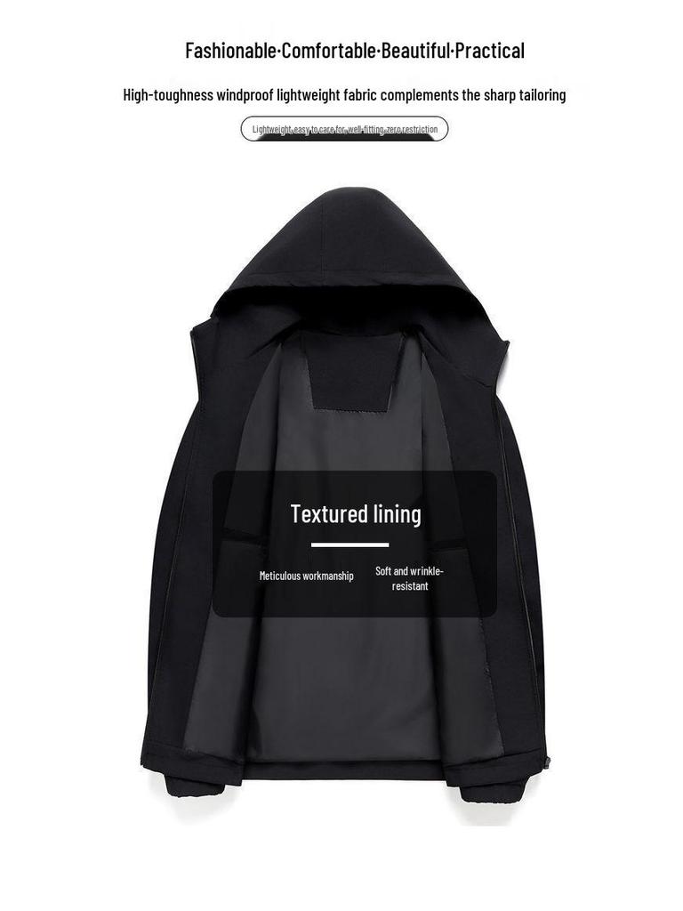 Men's Thin Hooded Cropped Jacket: Spring-Autumn 2026 Business Casual Outerwear