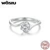 WOSTU 0.5CT D Color VVS1 EX Round Moissanite Wedding Ring for Women 925 Silver Classical Rings Engagement Band MSR040