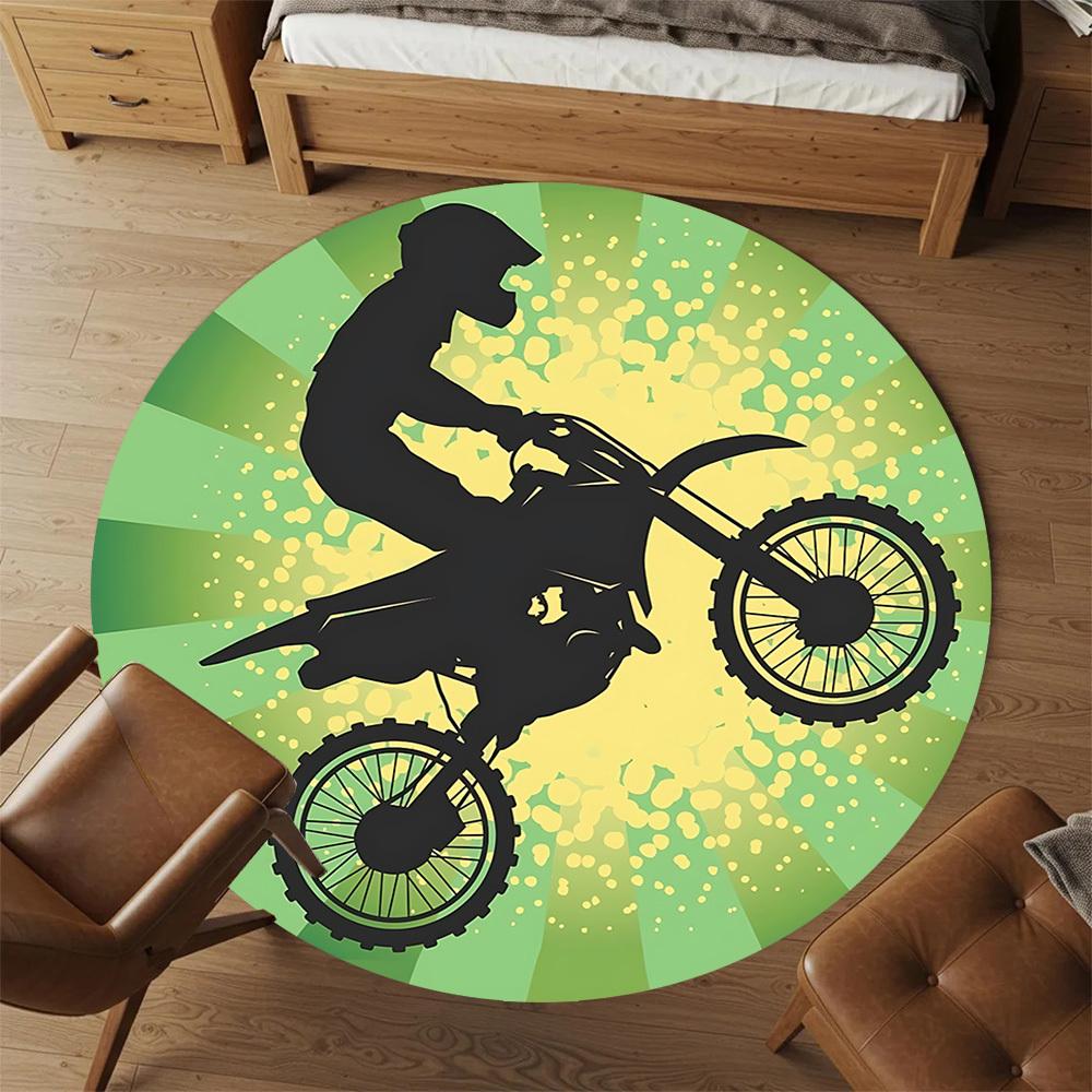 1pc motorcycle dirt bike Round Chair mat Area Rug - Non-Slip, Floor Mat for Office, Bedroom, and Indoor Decor c1125269
