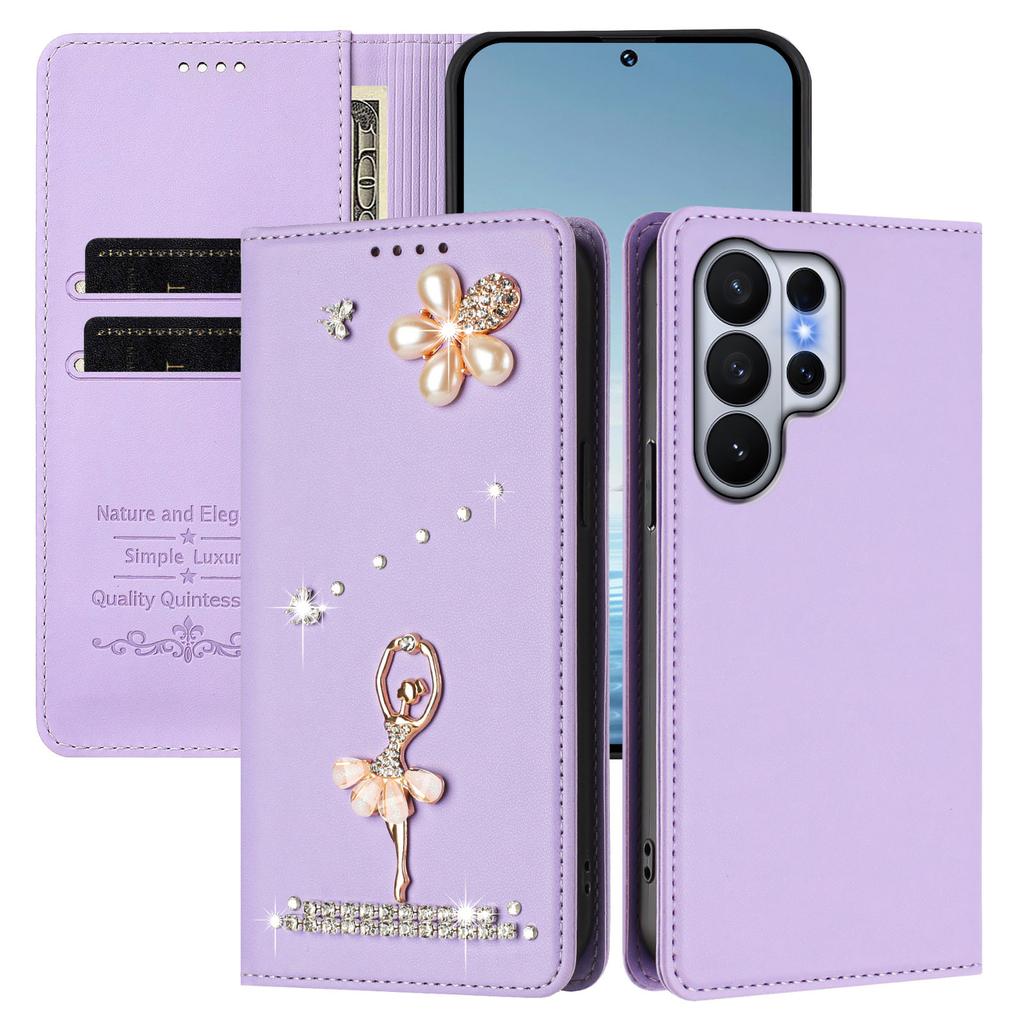 Diamond Cute Cards Solt Wallet Leather Phone Case For Samsung S26 Ultra S25 Plus S24 S23 A16 A26 A17 A07 Flip Bag Pocket Cover