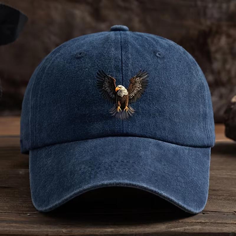 UnisexS Stylish Black Baseball Cap with Eagle Print Adjustable Breathable Accessory for Outdoor ActivitiesCasual CapEagle Emblem