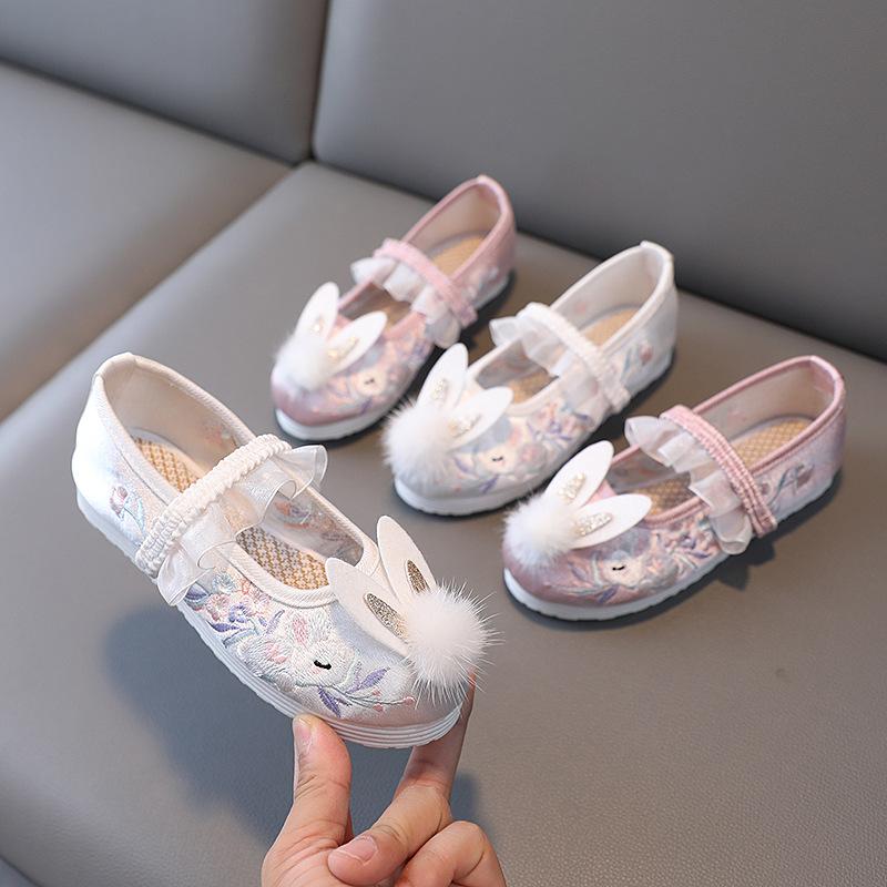 [Sleeping Rabbit] Chinese Style Children's Hanfu Shoes Embroidered Shoes Baby Handmade Cloth Shoes Ancient Girls Dance Shoes