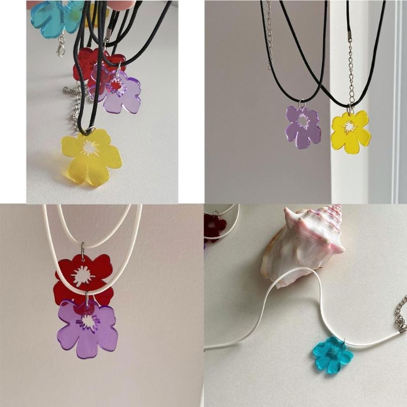 Asymetrické náhrdelníky s květinovým přívěskem Květinový choker Květinový náhrdelník Akrylový materiál Dárek pro ženy dívky