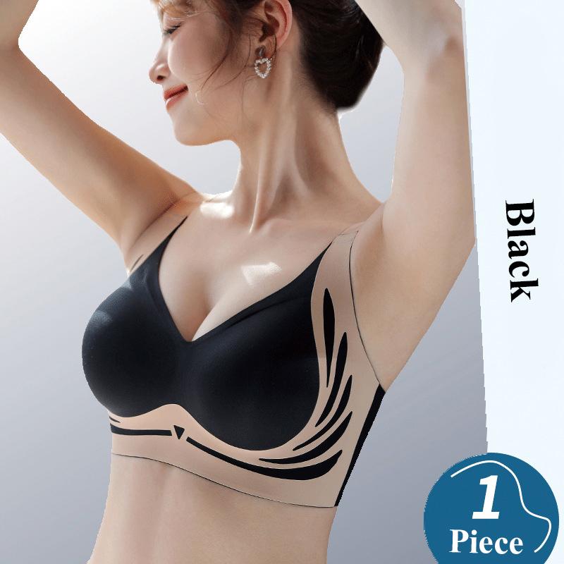Seamless Push-up Fixed Cup Bra Women V Neck Anti-Sagging Support Bralette Sexy No Steel Comfortable Underwear Ladies Sports Bras