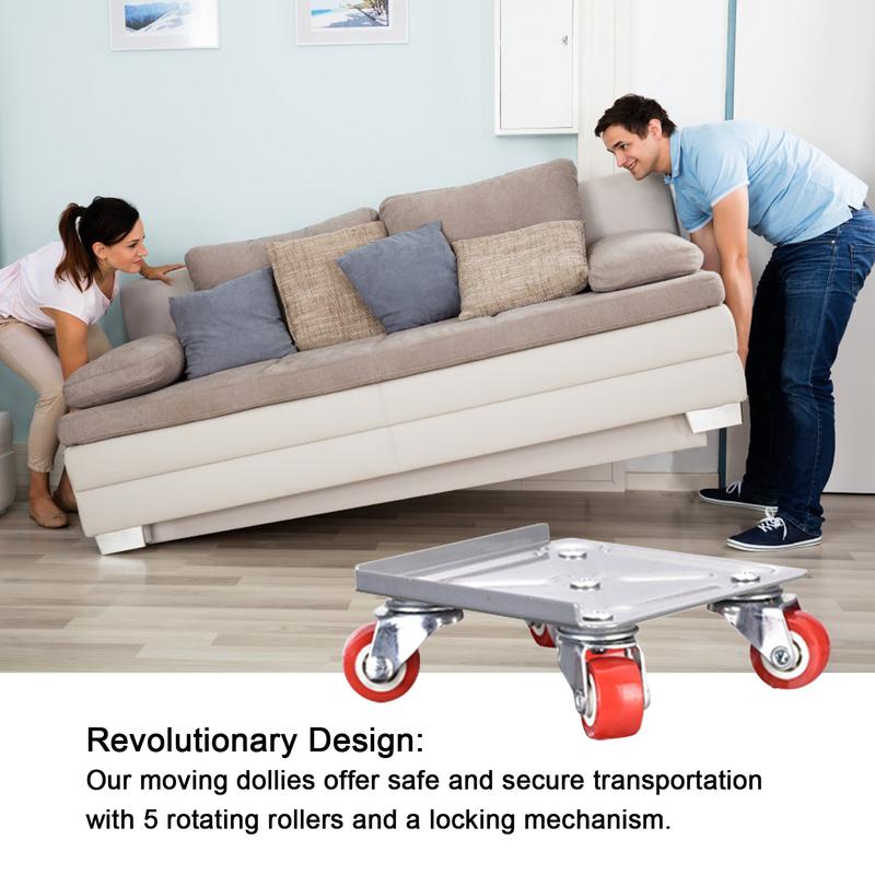 Heavy Furniture Mover 5-Wheel Furniture Dollies With Locking Wheels Load Lifter Moving Tool Set With Anti-Skid Pad For Sofas