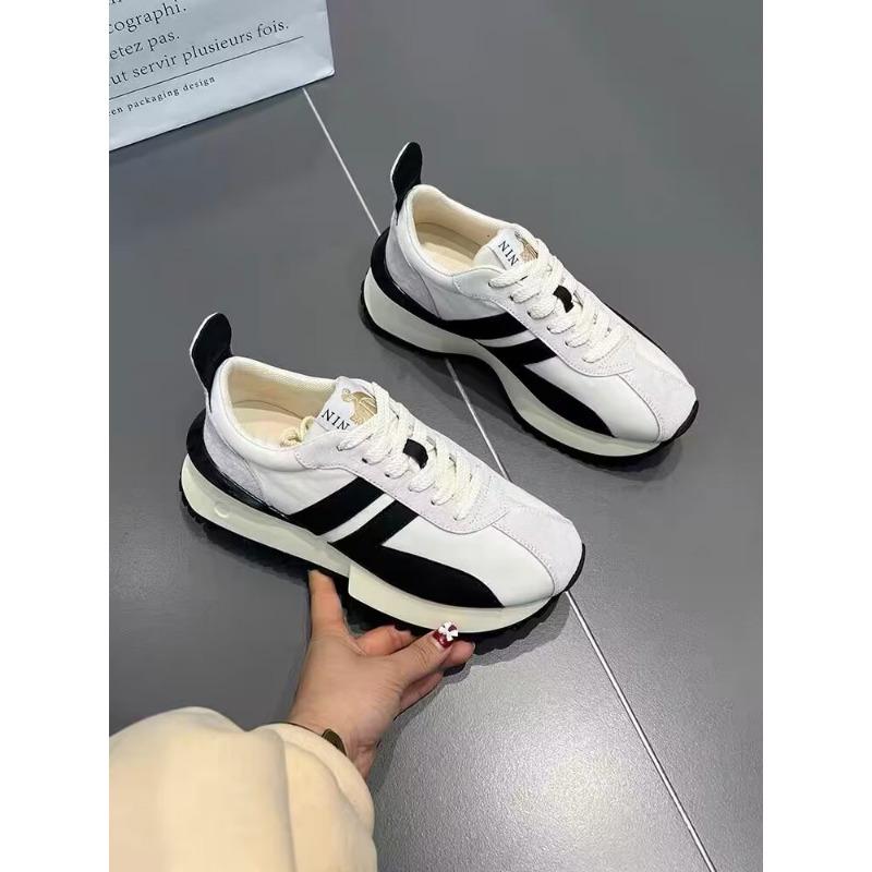 

Leather suction film sole dad shoes women s spring new small waist women s versatile casual sports shoes 35 чёрный