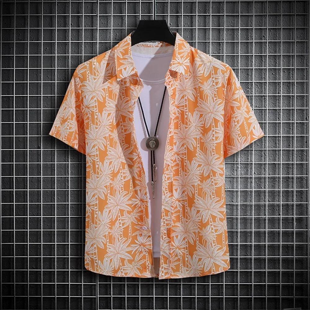 Spring Summer Men Clothes Short Sleeve Stripe Shirt 3D Digital Print Casual Tops