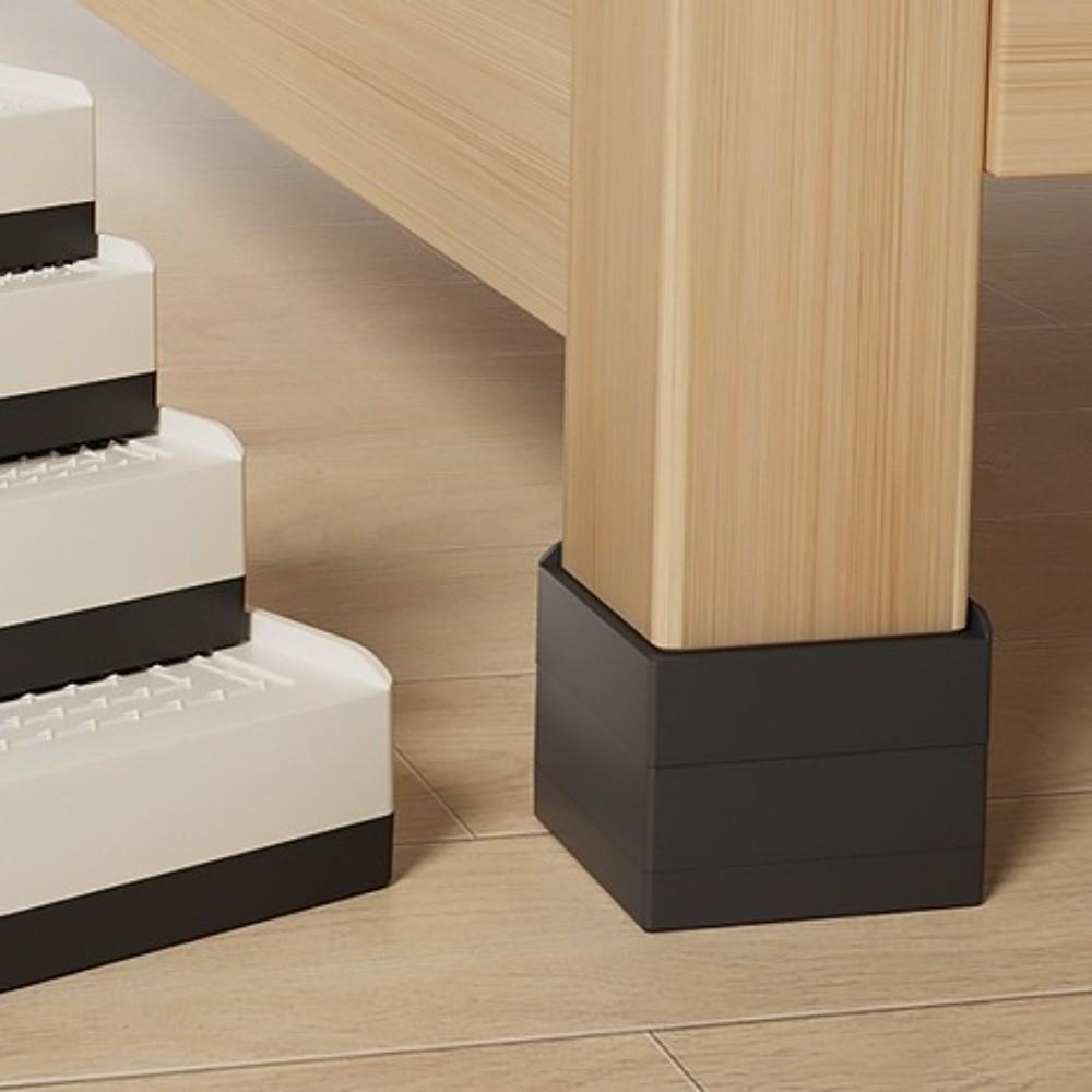4pcs L Shape Height Increasing Pad Black Anti-slip Pad Universal Furniture Riser Desk