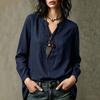 Women's Linen Shirt Casual Long Sleeve Color Button Down Top for Work and Daily Wear