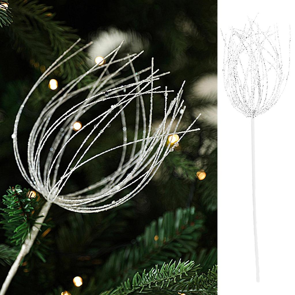 Christmas Tree Branches 12.6in Decorations Stem Glitter Christmas Picks For Crafts For Winter Fall Home Outdoor Indoor Mantle