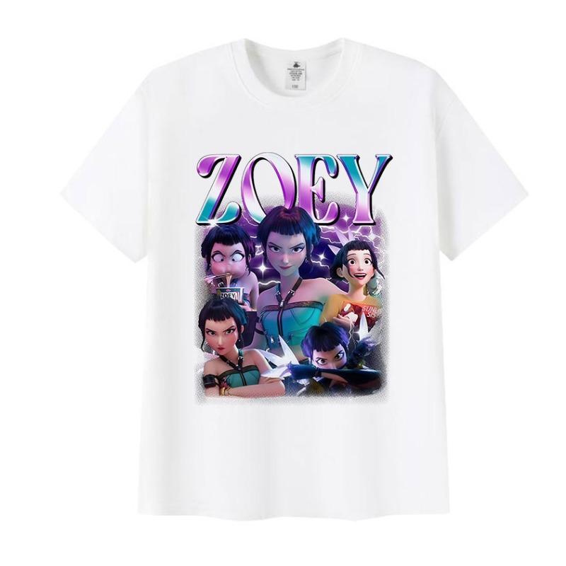 Zoey Huntrix Kpop Demon Hunters 2025 Graphic T Shirts Men Women Retro High Quality Fashion T-shirt Casual Oversized Cotton Tees