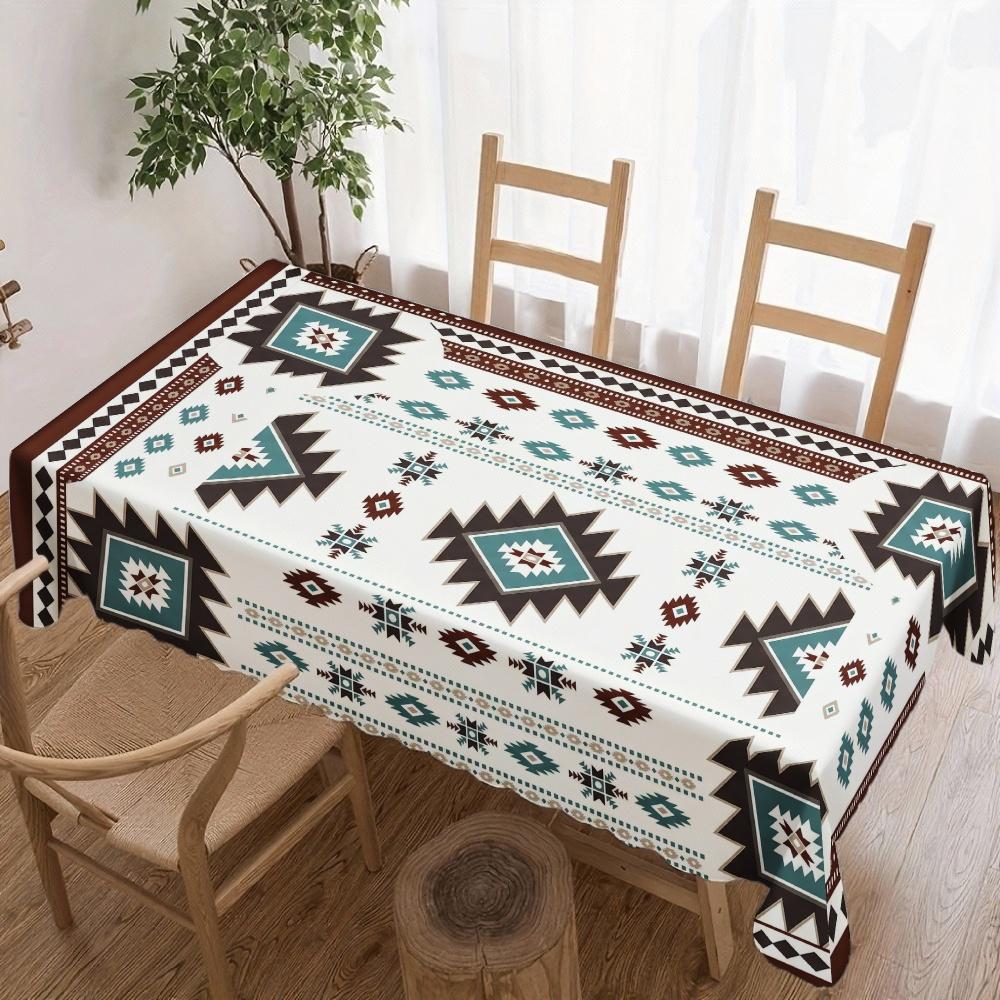 Tribal Geometric Rectangle Table Cloth for Table Decor Kitchen Dining Waterproof Reusable Tablecloth for Tables Dining Room