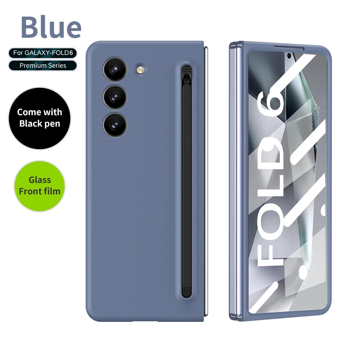 

Матовый чехол с эластичным стилусом для Samsung Galaxy Z Fold 6, 5, 4, 3, дополнительная закаленная пленка, ударопрочный жесткий чехол for Galaxy Z Fold 6&case with flim