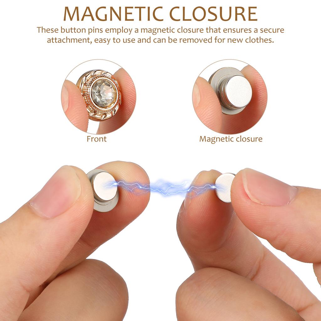 8 Pcs Magnetic Closure Pin Buttons Hijab Magnet Pins No Sew Brooch Button Pins For Veil Weights Fake Shirt Magnetic Pins