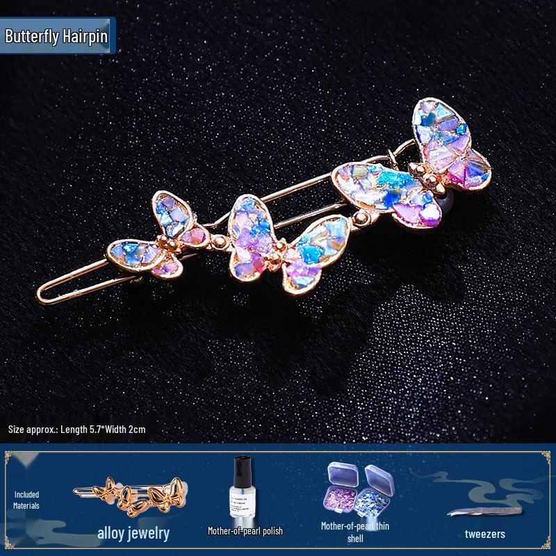 Mother-of-Pearl Hairpin Craft Kit: Brooch & Hairpin Shell Fragments - Perfect Mother’s Day Gift
