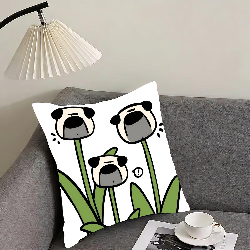 Fashion cartoon cute dog Cushion Cover Reversible Plush Pillow Cover – For car, sofa, bedroom, perfect as a gift.