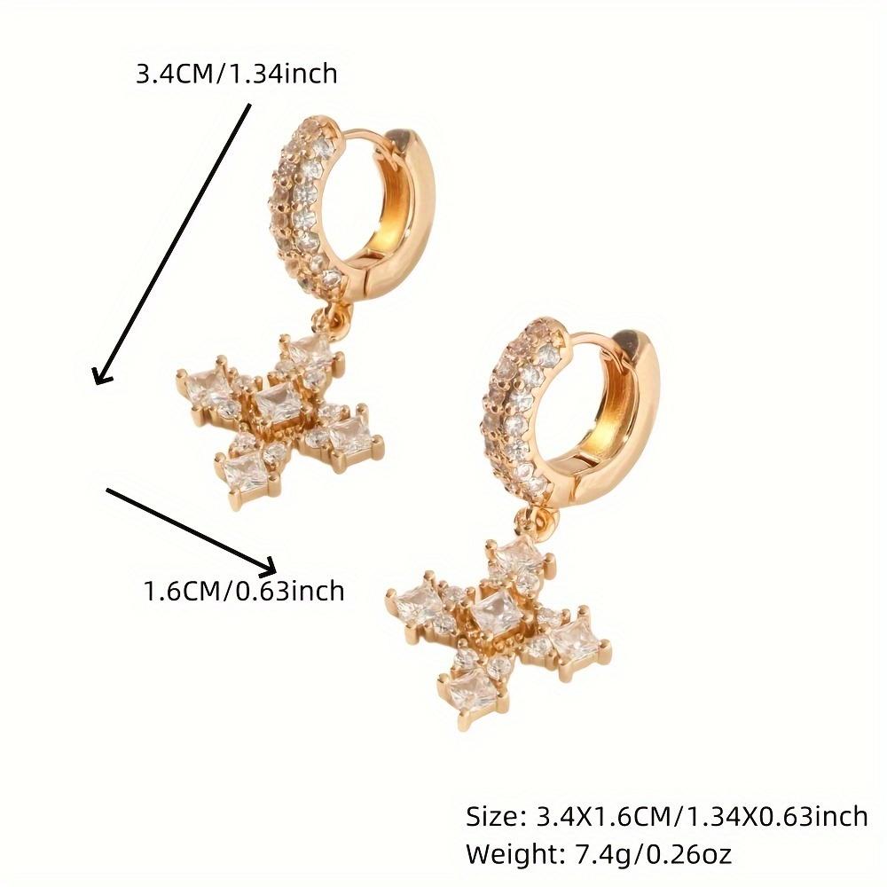 Fashion Cross Earrings for Women 2025 New Golden Zirconia Drop Earring Statement Party Jewelry Accessories