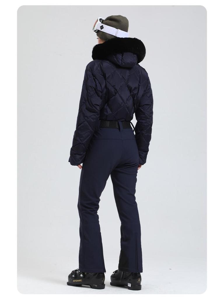 Women's Waterproof Windproof Down Ski Suit - One-Piece, Warm for Outdoor Sports