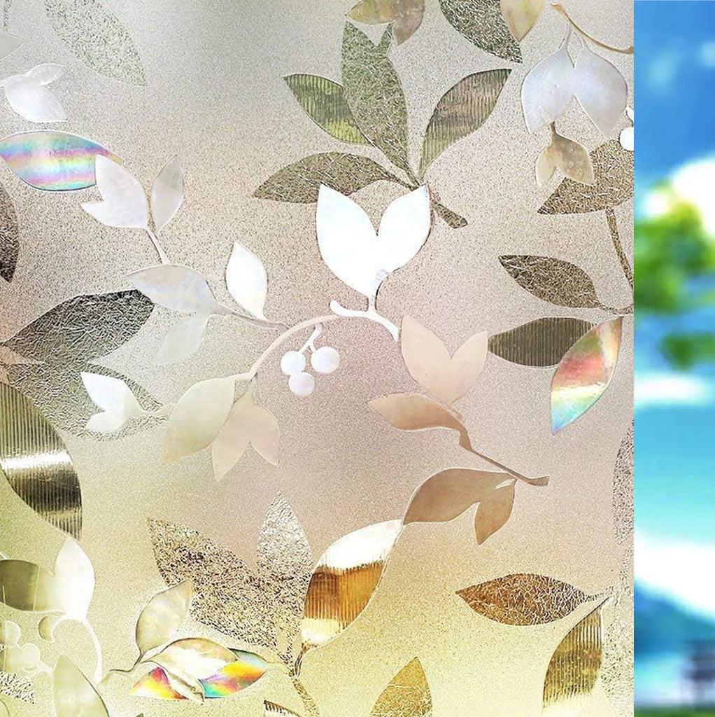 Wide 75/90 Cm Rainbow Privacy Window Film, Static Cling Insulation Window Tint, Non Adhesive Decorative Window Glass Sticker