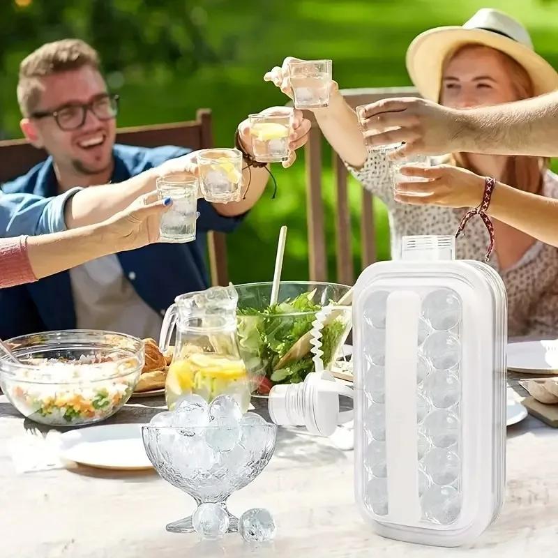 Ice Grid Mold,High Capacity Folding Ice Maker Water Bottle ,2 In 1 Ice Cube Tray, Grid Pot, Ice Ball, Ice Block,Ice Hockey Maker
