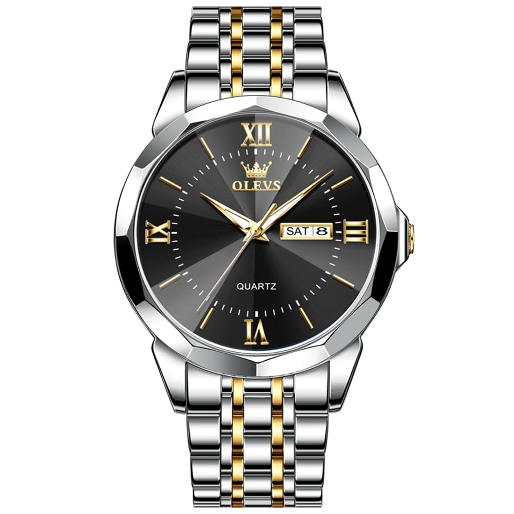 

OLEVS Men s Watch, Stainless Steel Band, Date Display, Chronograph, 40mm, BusinessFormal, Water Resistant to 10 ATM, Available in Gold, Blue, and