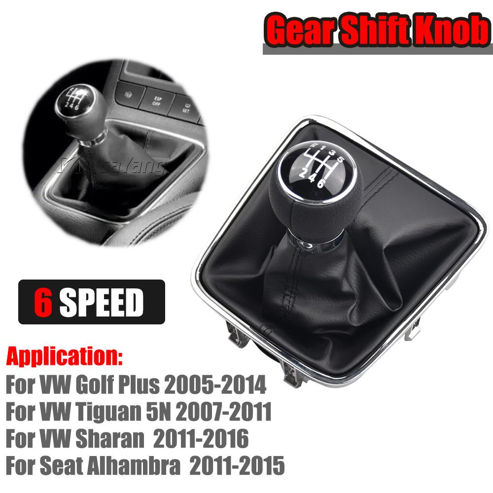 New Gear Stick Shift Knob Boot Car-Styling 5 6 Speed For VW Golf Plus 2005 2006 2007-2014 Tiguan 5N Sharan Seat Alhambra