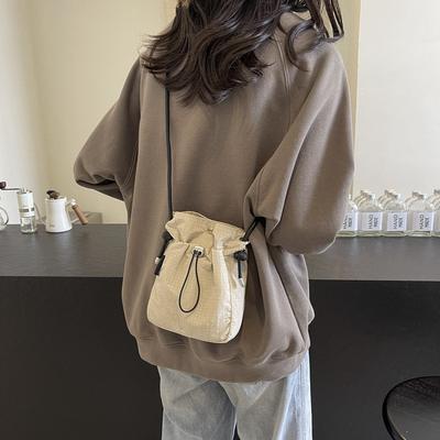 Casual Small Bag Women's New Fashion Cloth Bag Single Shoulder Simple Mobile Phone Bag Girl Foreign Style Canvas Bag