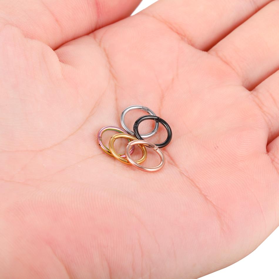 1Pc 316L Stainless Steel Nose Septum Clicker Hinged Segment Ring Nose Hoops Lip Ear Cartilage Ear Helix Body Piercing Jewelry