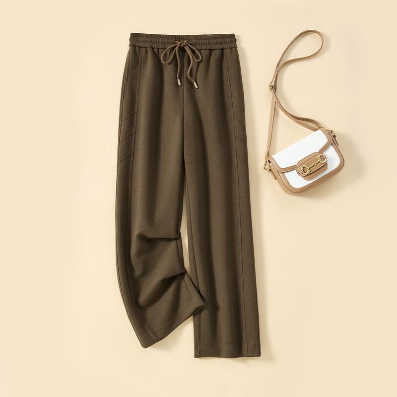Women s High-Waist Drawstring Straight Wide-Leg Casual Pants S