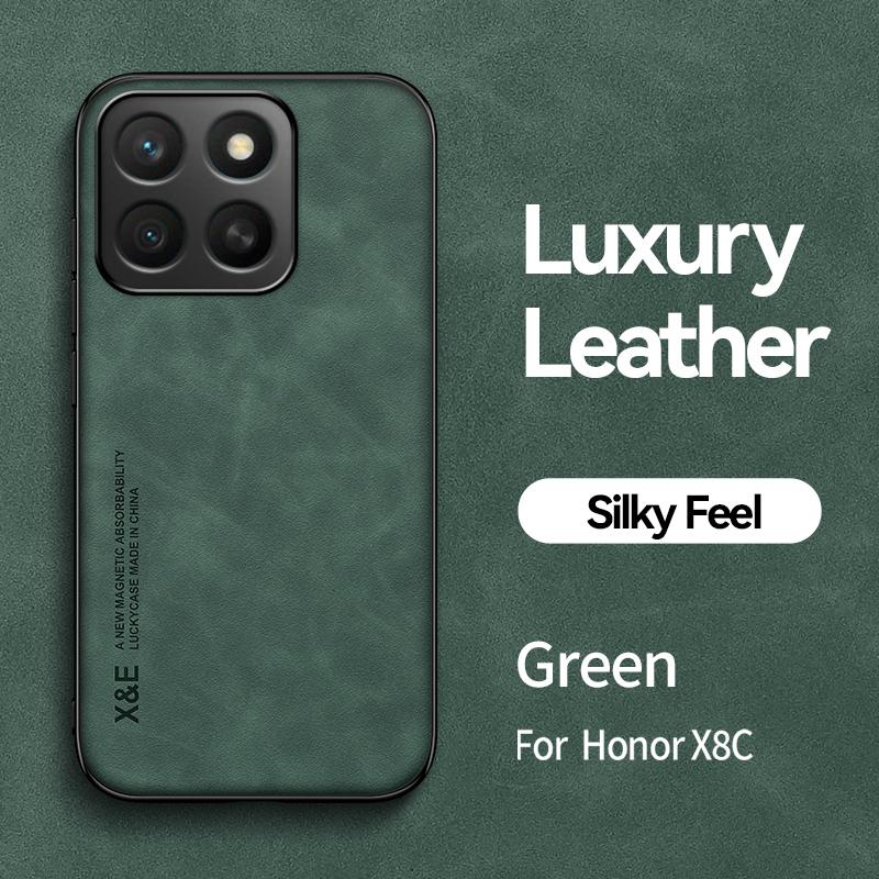 KEYSION Husă Retro de Lux din Piele PU pentru Honor X8c Silicon Moale+PC Rezistentă la Șocuri Husă Spate pentru Telefon pentru Huawei Honor X8c
