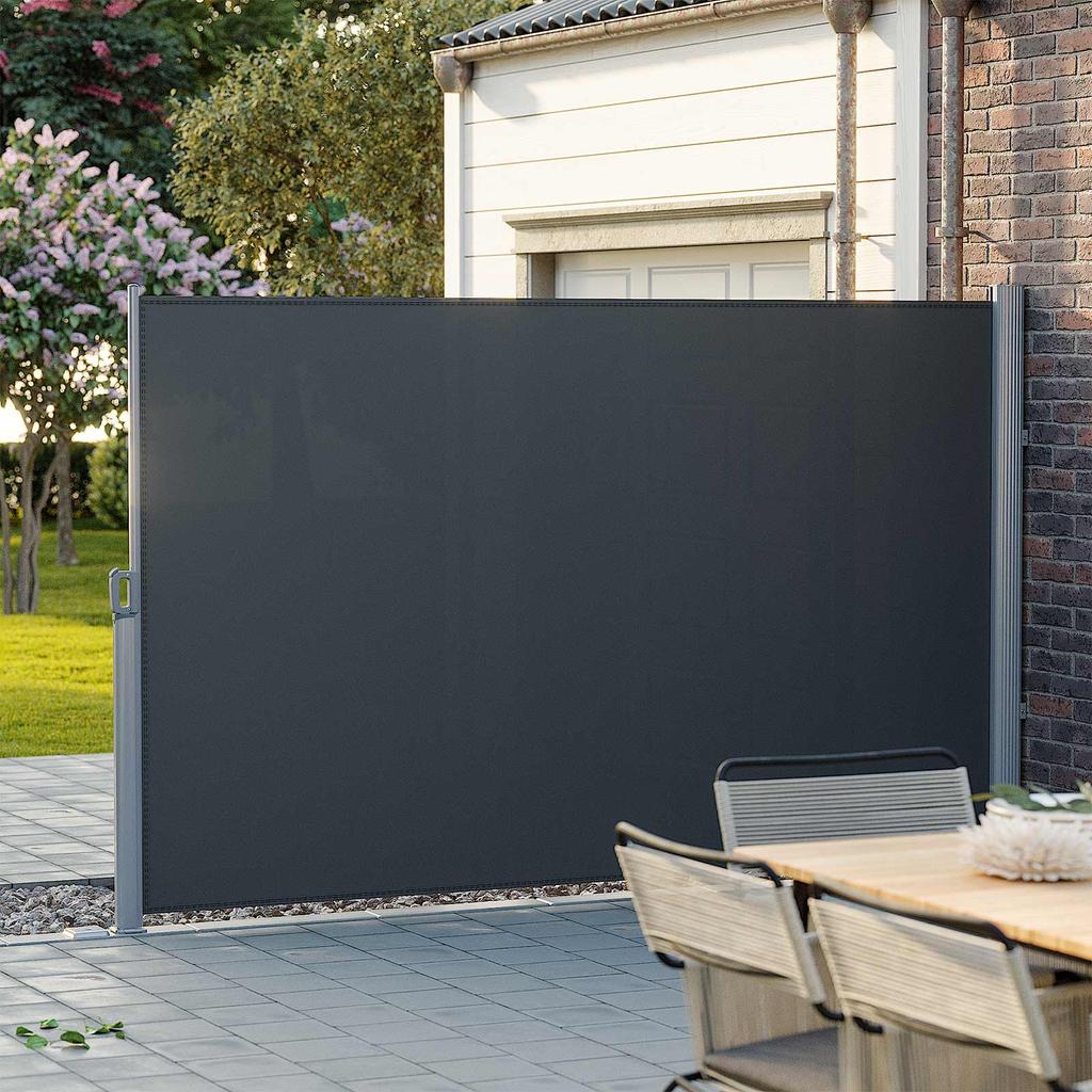 SONGMICS 200 x 400 cm (H x L), Tenda Laterale per Balcone e Terrazzo, Protezione Privacy, Ombreggiatura Solare, Tenda Laterale, Grigio Fumè