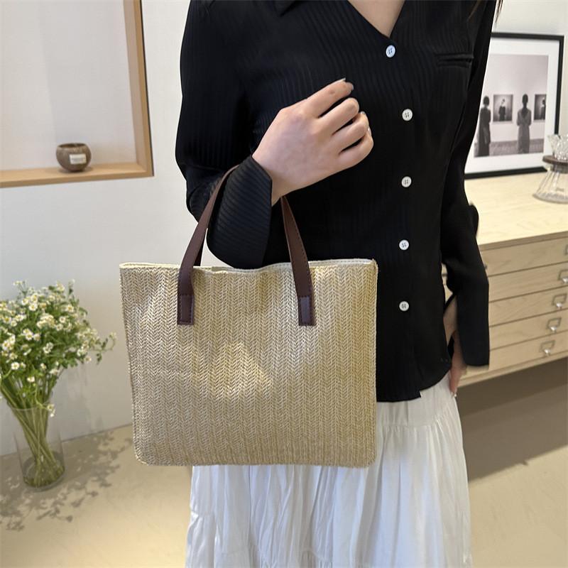 Summer 2024 Large Capacity Woven Tote Bag Stylish Soft Handheld Women's Purse