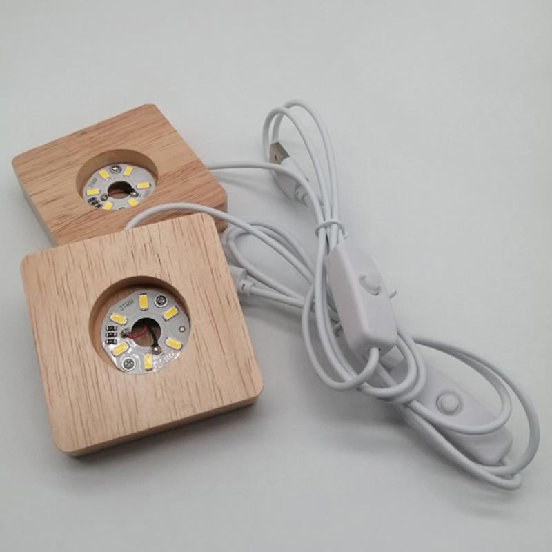 Wooden Led Light Dispaly Base Square Wooden Night Lamp Base Light Display Stand