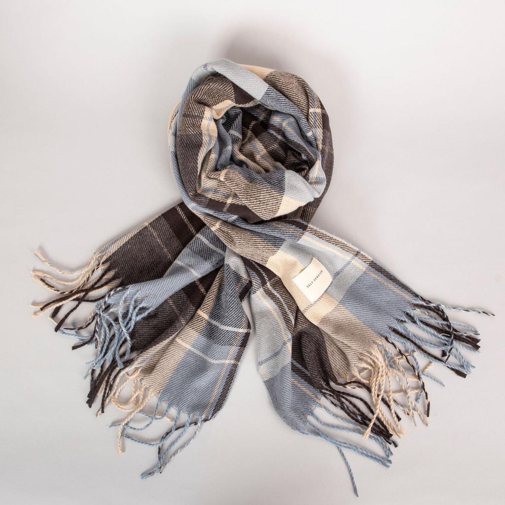 Plaid scarf girl cute autumn and winter imitation cashmere shawl warm scarf versatile fresh scarf woman