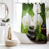 Zen Spa Shower Curtain Black Basalt Zen Stones Japanese Flowers Bamboo Leaves Spiritual Meditation Shower Curtain for Bathroom