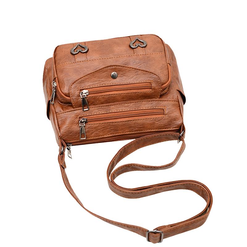 Mehrschichtige Umhängetasche mit Herzdekor, modische Damen-Leder-Crossbody-Taschen, geeignet für den Arbeitsweg