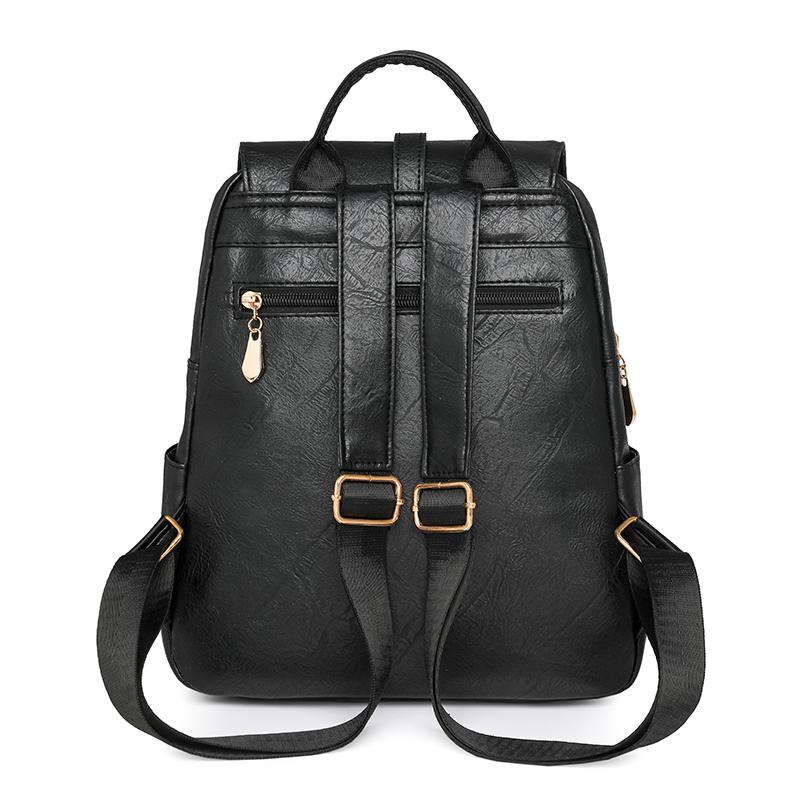 Soft Leather Backpack Women's Large Capacity Travel Backpack Student Schoolbag