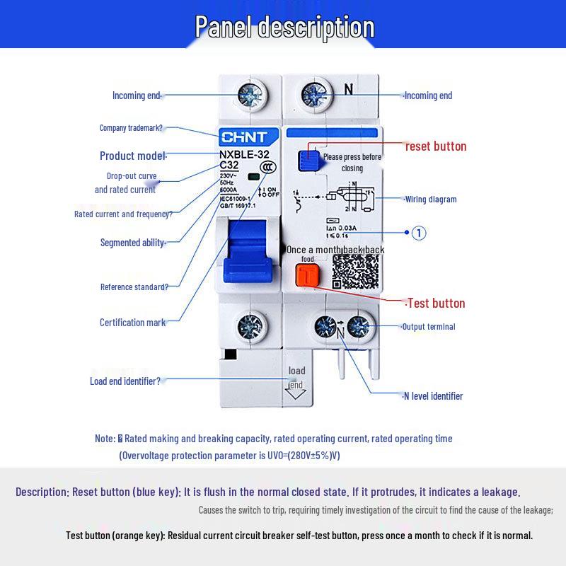 Chint Leakage Protector Circuit Breaker: 2P, 1P3P+N, 4P with Leakage Protection (32A, 20A, 40A, 63A) Air Switch