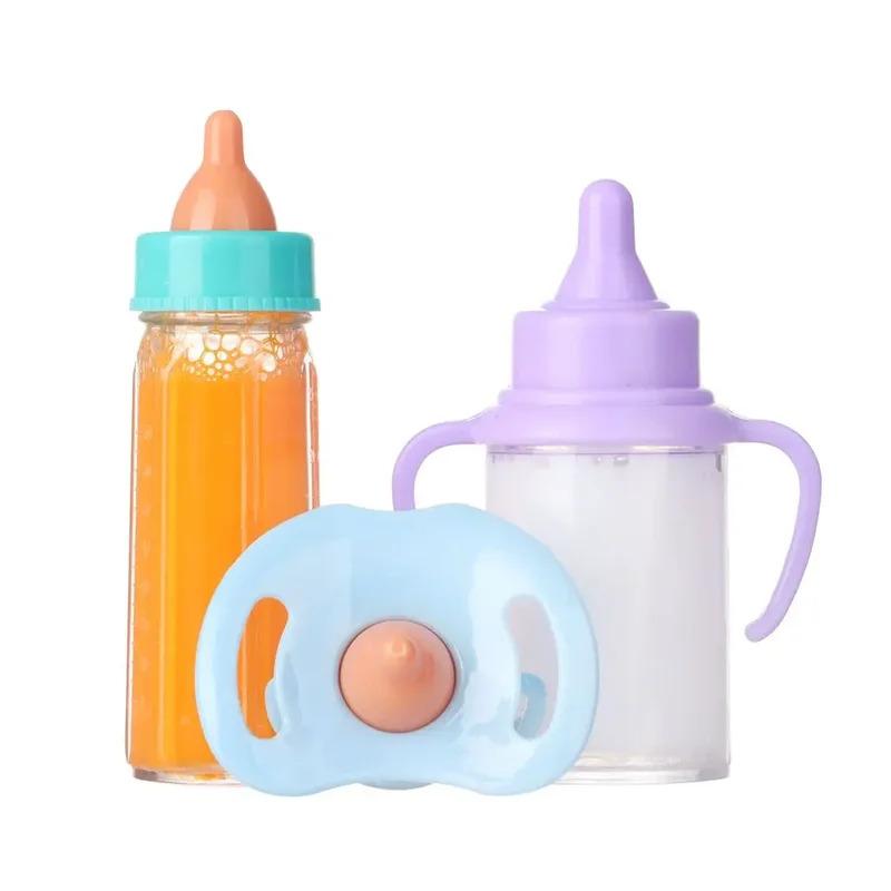 Realistic Doll Feeding Set For 18 Inch Dolls, Magic Milk Bottle With Pacifier & Bibs, Pretend Play Nurturing Toy For Kids