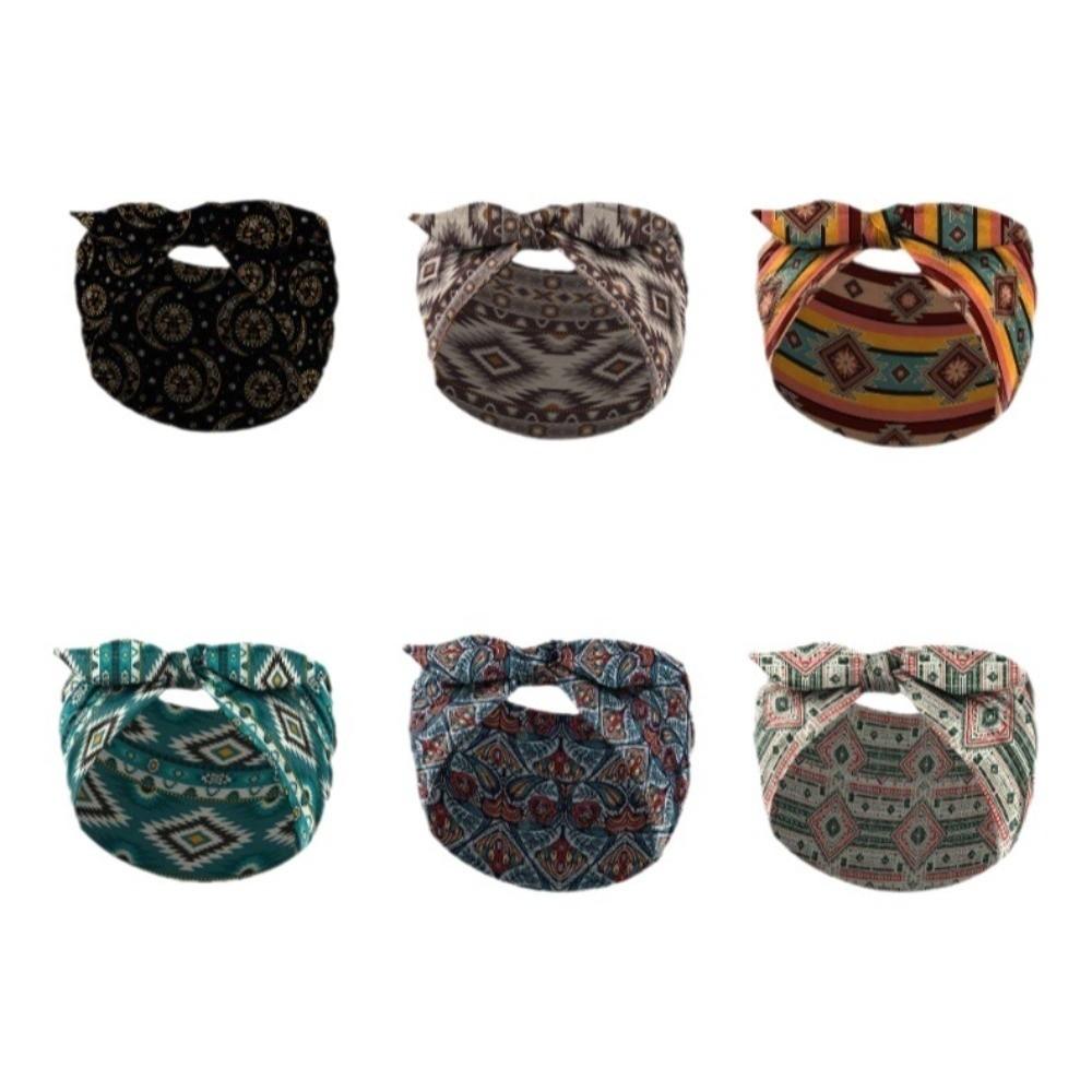 Wide Boho Print Headband Elastic Turban Headwear Casual Bohemian Hair Bands for Yoga Biker