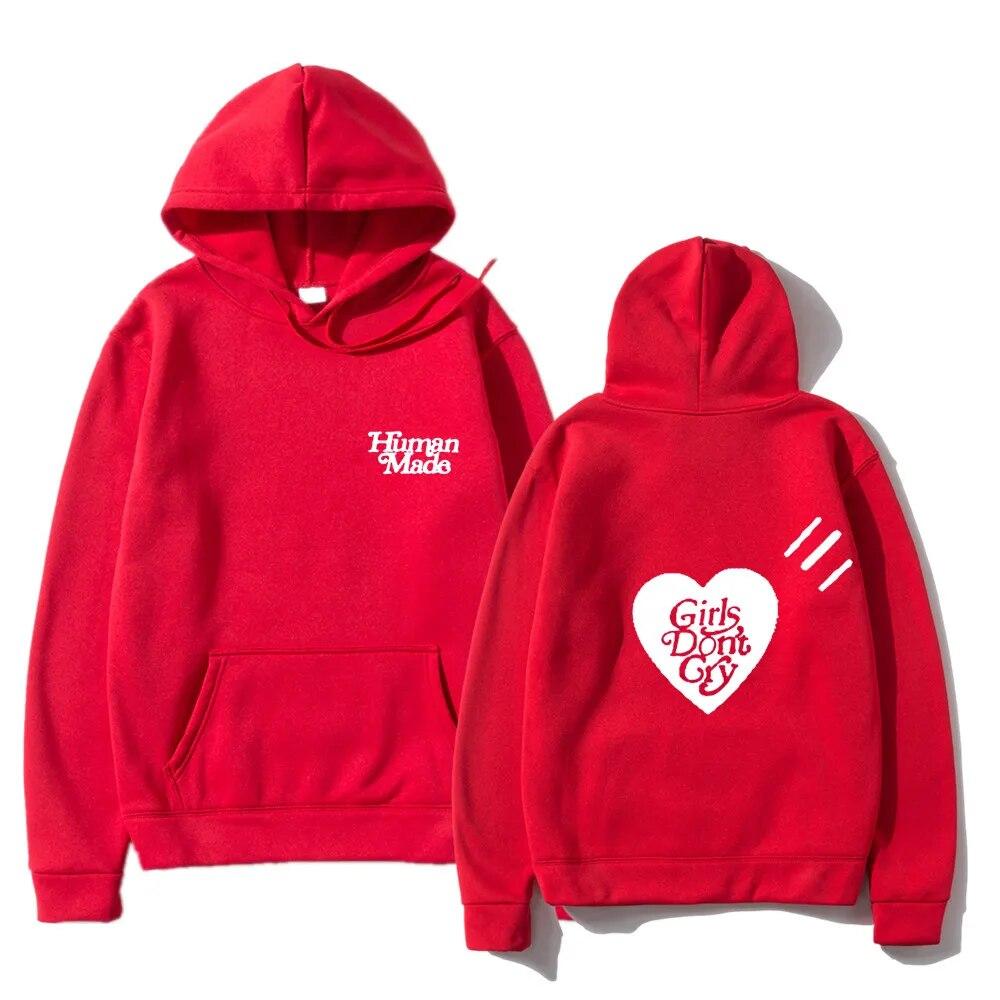 Girls Don’t Cry Human Unisex Hoodies Sweatshirts Autumn Winter Letter Printing Casual Japanese Streetwear Unisex Male Clothing