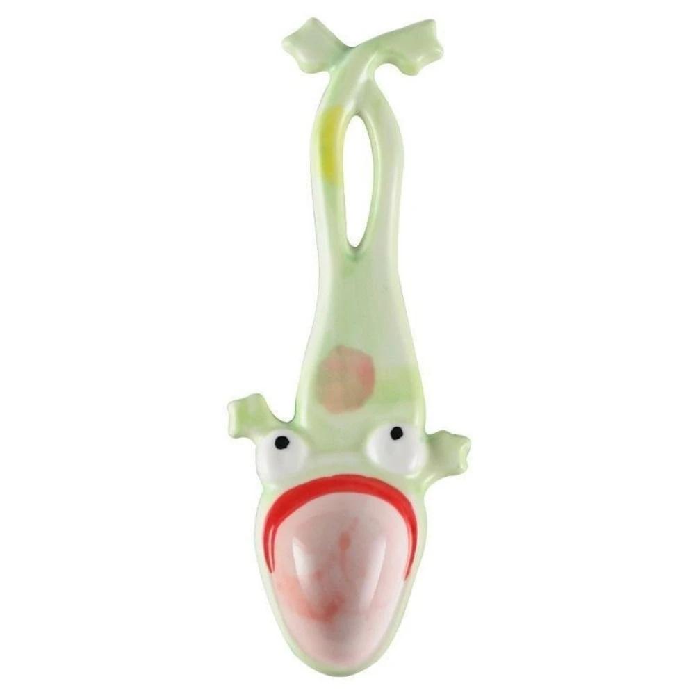 Frog Spoon Creative Ceramic Long-handled Household Ugly Cute Toad Scoop for Eating Drinking Soup and Desserts Funny Cute Spoon зелёный