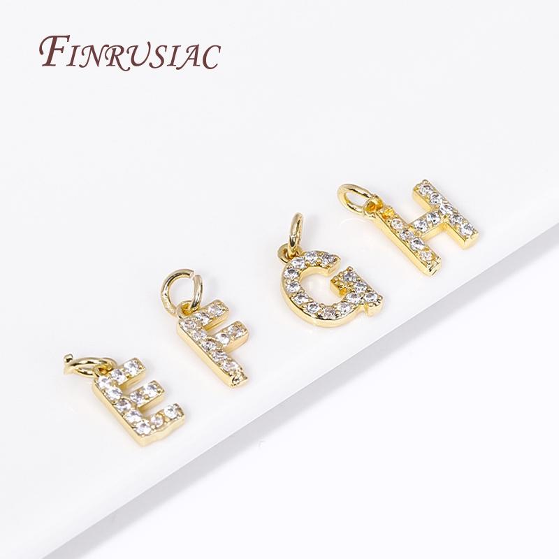18K Gold Plated Copper A-Z Alphabet Charms For DIY Women's Necklace Jewelry Making Supplies,Fashion Inlay Zircon Letter Pendants