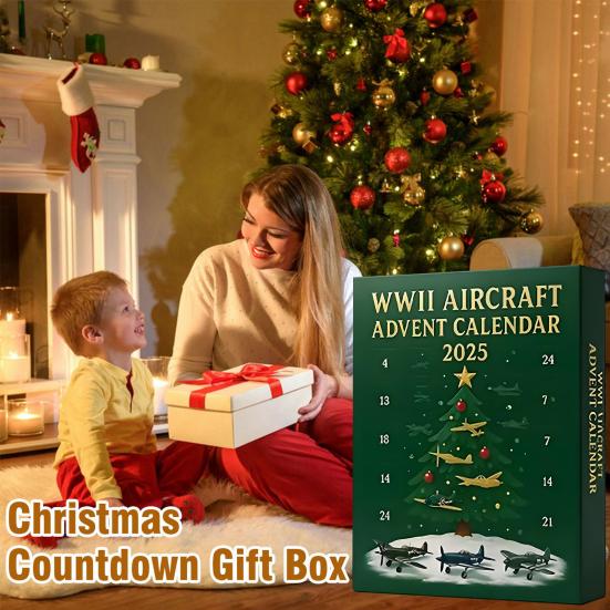 WWII Aircraft Advent Calendar 2025 24-Day Christmas Countdown Calendar with 24 Fighter Warbirds Pendants
